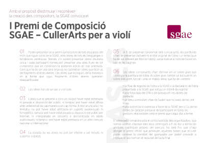 El Premio de Composición SGAE – CullerArts abre la convocatoria de su primera edición