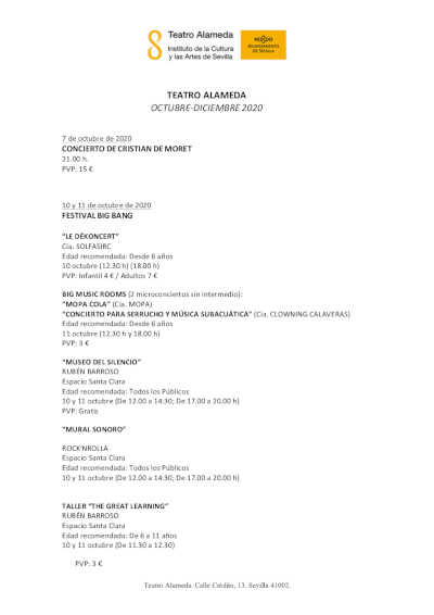 El Ayuntamiento de Sevilla programa un Otoño Cultural con más de 150 funciones El Ayuntamiento de Sevilla programa un Otoño Cultural con más de 150 funciones