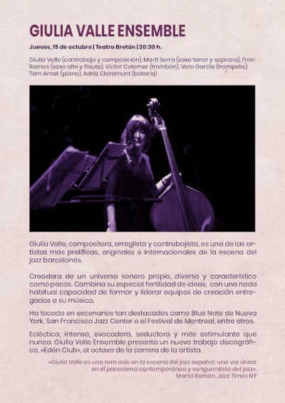 La contrabajista Giulia Valle presenta en Logroño su octavo disco dentro del Festival Octubre Jazzea