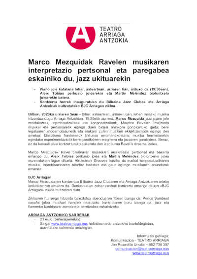 Marco Mezquida ofrece una recreación personal y única de la música de Ravel en clave de jazz