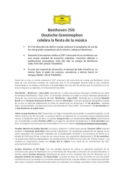 Beethoven 250: Deutsche Grammophon celebra la fiesta de la música
