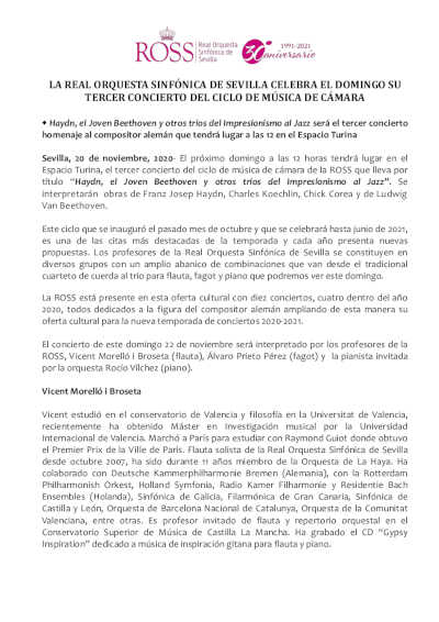 La Real Orquesta Sinfónica de Sevilla celebra su tercer concierto del Ciclo de Otoño