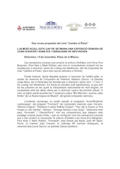 El Almudín acoge una exposición sonora de Joan Cerveró y sonatas y variaciones de Beethoven
