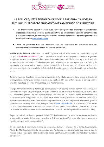 La Real Orquesta Sinfónica de Sevilla presenta «La ROSS en Futuro»