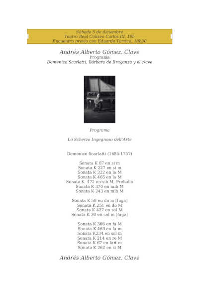 Llega el clavecinista Andrés Alberto Gómez a la XXVII edición del Festival de Música Antigua de Aranjuez