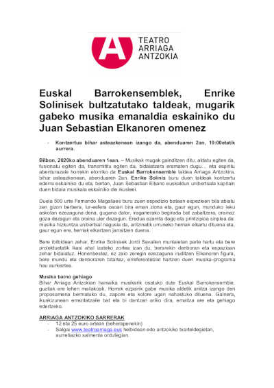 El Euskal Barrokensemble liderado por Enrike Solinís ofrece una velada de música sin fronteras