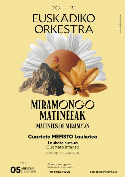 El Cuarteto Mefisto protagoniza la Matinée de Miramon de este sábado 5 de diciembre