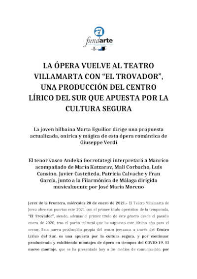 La ópera vuelve al Teatro Villamarta con «El Trovador» dirigida por Marta Eguilior