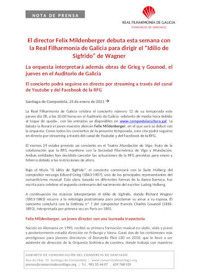 El director Felix Mildenberger debuta esta semana con la Real Filharmonía de Galicia