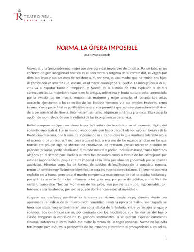 El Teatro Real ofrece una nueva producción de la ópera Norma de Vincenzo Bellini