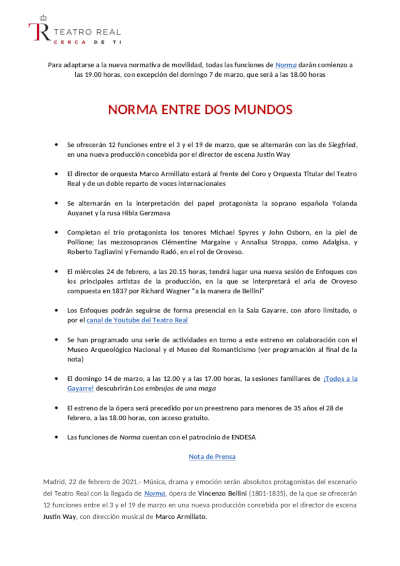 El Teatro Real ofrece una nueva producción de la ópera Norma de Vincenzo Bellini