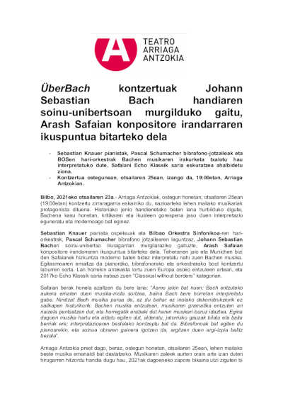 El concierto ÜberBach nos sumerge en el universo sonoro del gran Johann Sebastian Bach