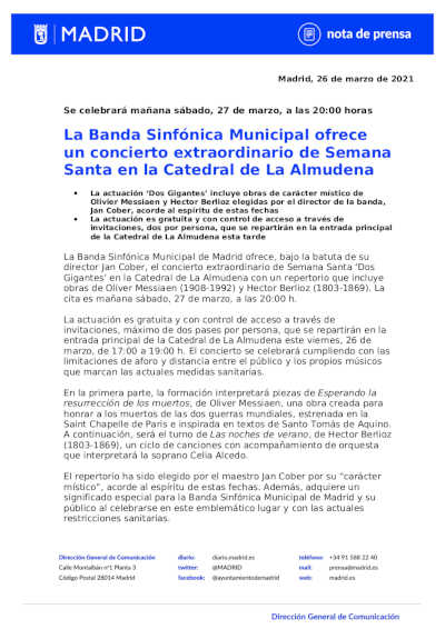 La Banda Sinfónica Municipal ofrece un concierto extraordinario de Semana Santa