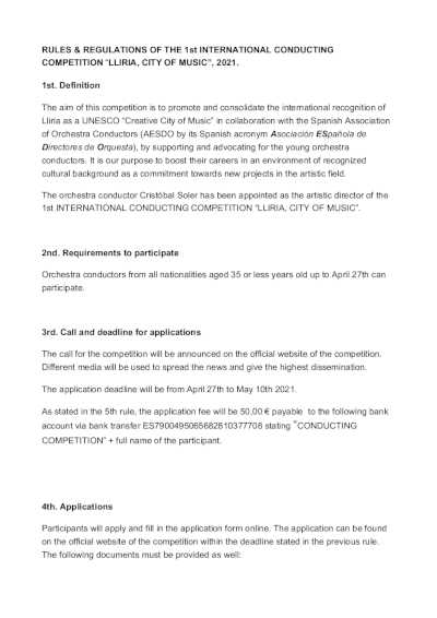 Convocado el I Concurso Internacional de Dirección de Orquesta «Llíria, City of Music»