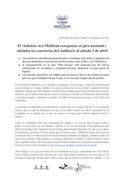 El violinista Ara Malikian reorganiza su gira nacional y adelanta los conciertos del Auditorio