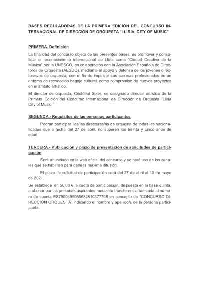 Convocado el I Concurso Internacional de Dirección de Orquesta «Llíria, City of Music»