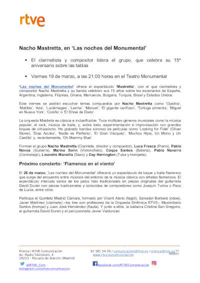 Nacho Mastretta y su orquesta, en ‘Las noches del Monumental’