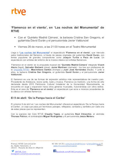 ‘Flamenco en el viento’, en ‘Las noches del Monumental’ de RTVE
