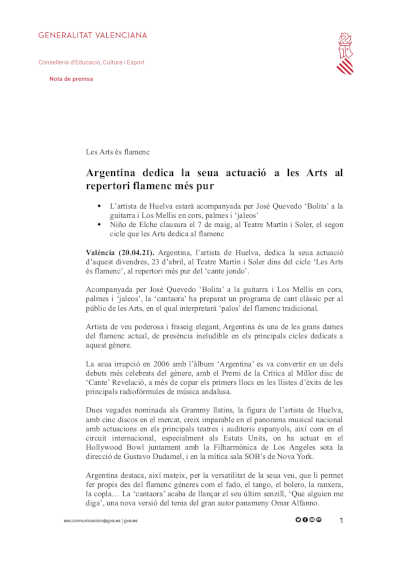 Argentina dedica su actuación en Les Arts al repertorio flamenco más puro