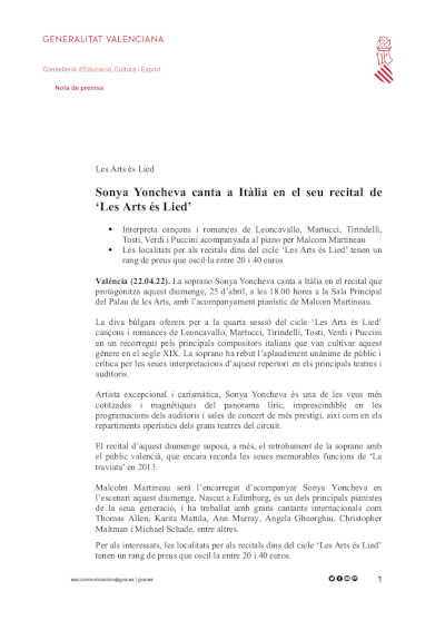 Sonya Yoncheva canta a Italia en su recital de ‘Les Arts és Lied’