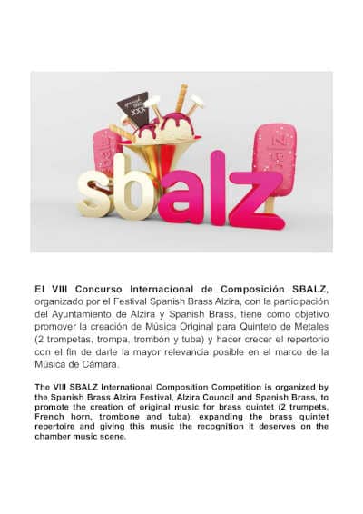 Convocado el VIII Concurso Internacional de Composición SBALZ 2021