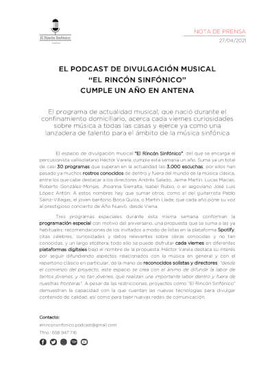 “El Rincón Sinfónico”, podcast de divulgación musical, sigue plenamente activo