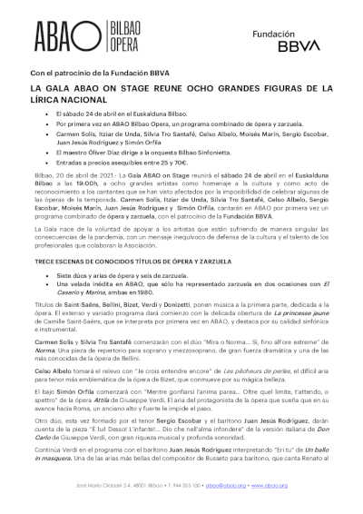 La Gala ABAO on Stage reune ocho grandes figuras de la lirica nacional