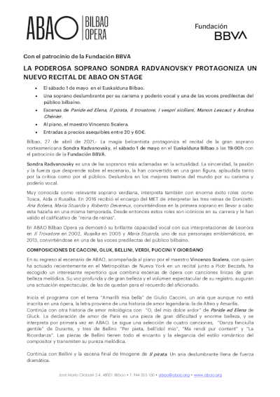 La poderosa soprano Sondra Radvanovsky protagoniza un nuevo recital en ABAO on Stage La poderosa soprano Sondra Radvanovsky protagoniza un nuevo recital en ABAO on Stage