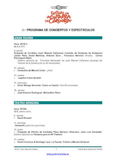 Ha sido presentada la 40º edición del Festival de la Guitarra de Córdoba