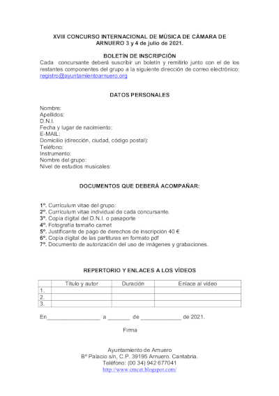 Concurso Internacional de Música de Cámara de Arnuero, CIMCA 2022, acaba de abrir el plazo de matrícula