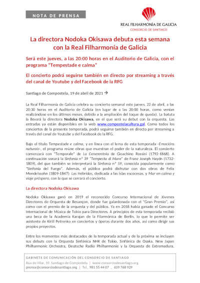 La directora Nodoka Okisawa debuta esta semana con la Real Filharmonía de Galicia