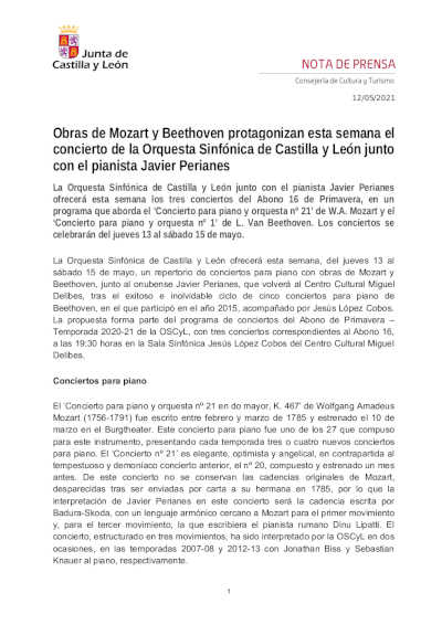 Obras de Mozart y Beethoven protagonizan esta semana el concierto de la Orquesta Sinfónica de Castilla y León