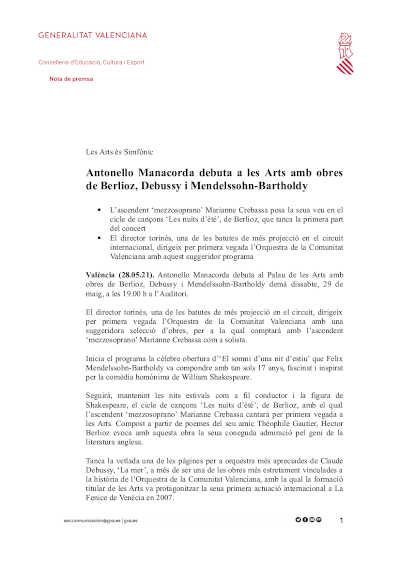 Antonello Manacorda debuta en Les Arts con obras de Berlioz, Debussy y Mendelssohn-Bartholdy