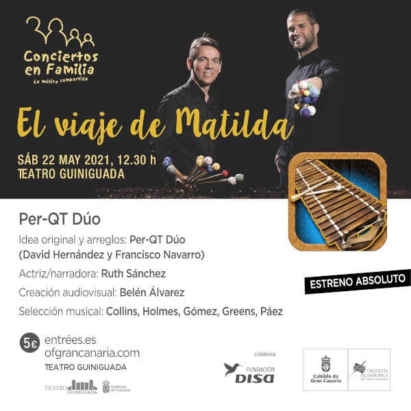 1.577 escolares disfrutarán en streaming del espectáculo El viaje de Matilda, en los conciertos didácticos