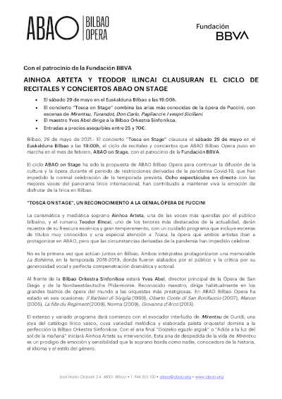 Ainhoa Arteta y Teodor Ilincai clausuran el ciclo de recitales y conciertos ABAO on Stage