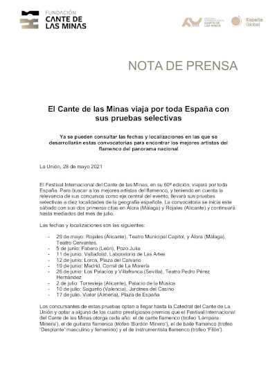 El Cante de las Minas viaja por toda España con sus pruebas selectivas