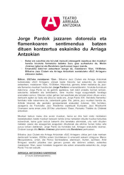 Jorge Pardo fusiona la elegancia del jazz con el sentimiento del flamenco sobre el escenario del Teatro Arriaga