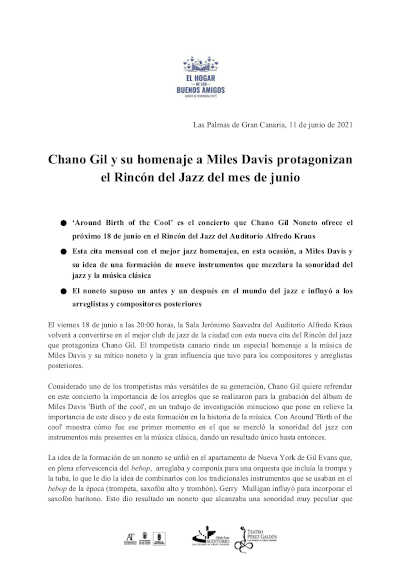 Chano Gil y su homenaje a Miles Davis protagonizan el Rincón del Jazz del mes de junio
