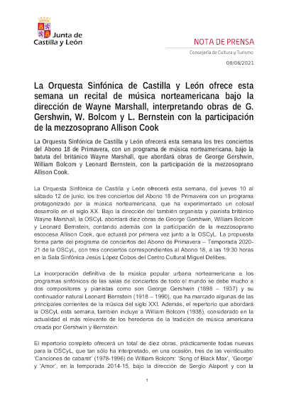 La Orquesta Sinfónica de Castilla y León ofrece un recital de música norteamericana bajo la dirección de Wayne Marshall