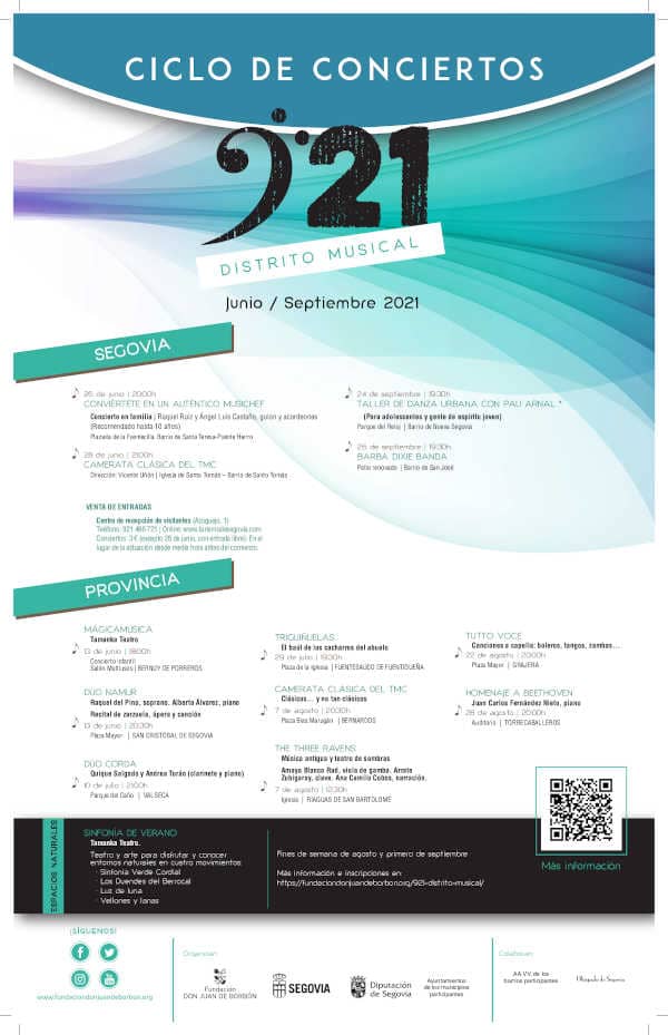 «921 Distrito Musical» incluye 12 conciertos y el programa «Sinfonía de Verano» con artes escénicas en escenarios naturales