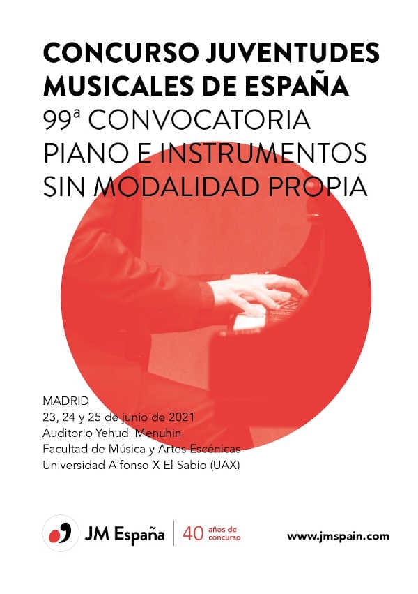 El Concurso Juventudes Musicales de España celebra convocatorias de piano y otros instrumentos