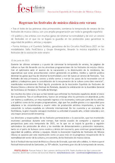 Regresan los festivales de música clásica este verano