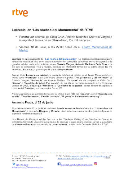 Lucrecia, en ‘Las noches del Monumental’ de RTVE