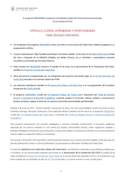 Rueda de prensa en el Teatro Real sobre Crescendo, que esta temporada da sus primeros frutos