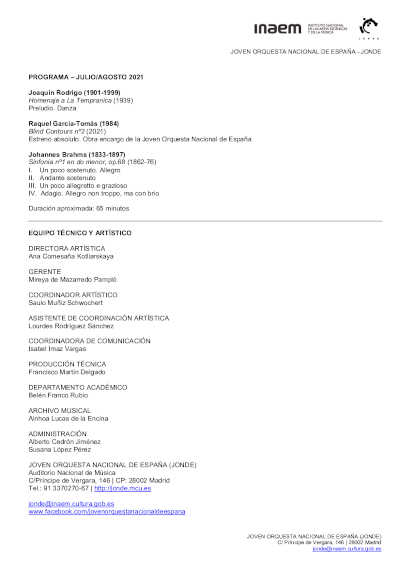 La JONDE estrena una obra de Raquel García-Tomás junto a la música de J. Rodrigo y J. Brahms