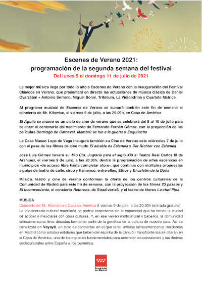 Escenas de Verano 2021 muestra su programación de la segunda semana del festival