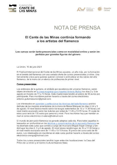 El Cante de las Minas continúa formando a los artistas del flamenco