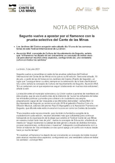 Sagunto vuelve a apostar por el flamenco con la prueba selectiva del Cante de las Minas