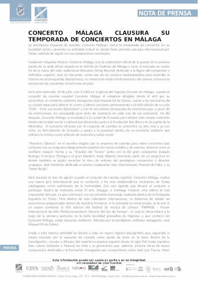 Concerto Málaga clausura su temporada de conciertos en Málaga