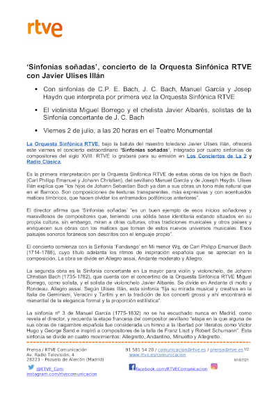 ‘Sinfonías soñadas’, concierto de la Orquesta Sinfónica RTVE con Javier Ulises Illán
